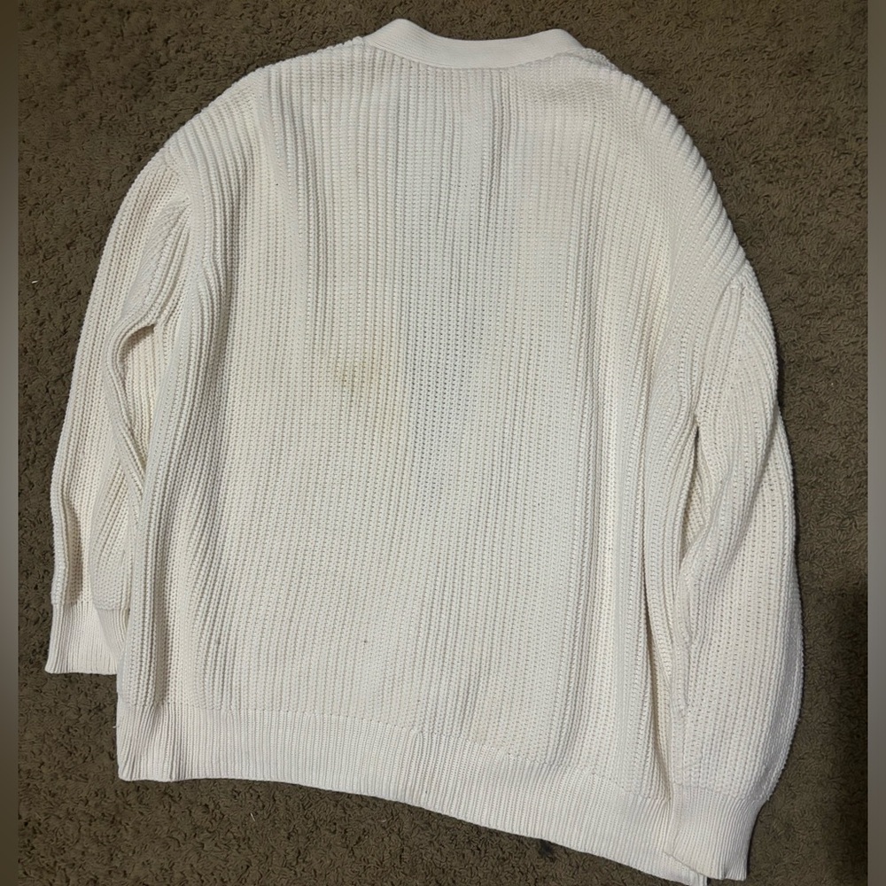 ☀️Jenni Kayne Organic Cotton blend Cream/white Ribbed Knit Sweater Cardigan - Picture 6 of 7